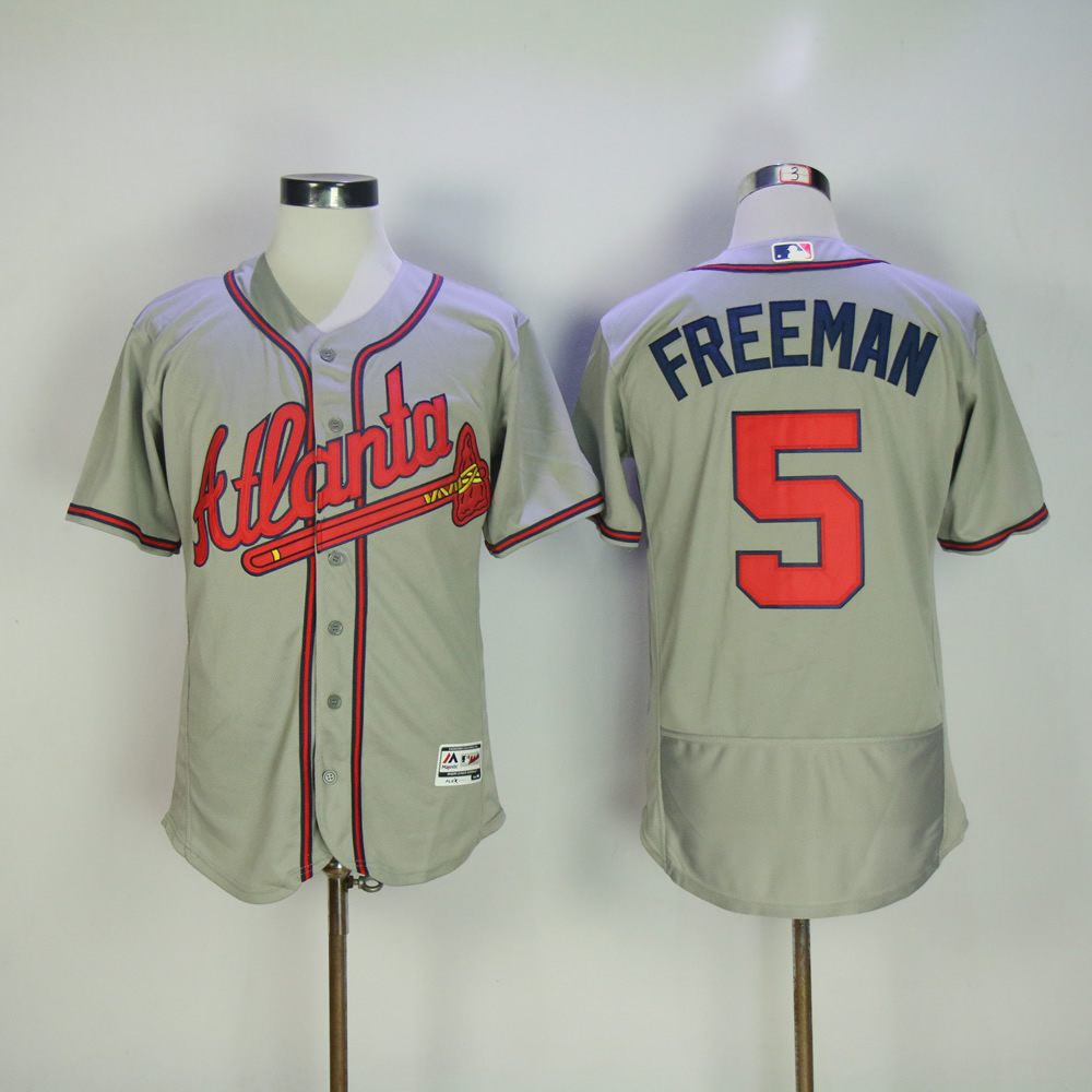 Men Atlanta Braves #5 Freeman Grey Elite MLB Jerseys